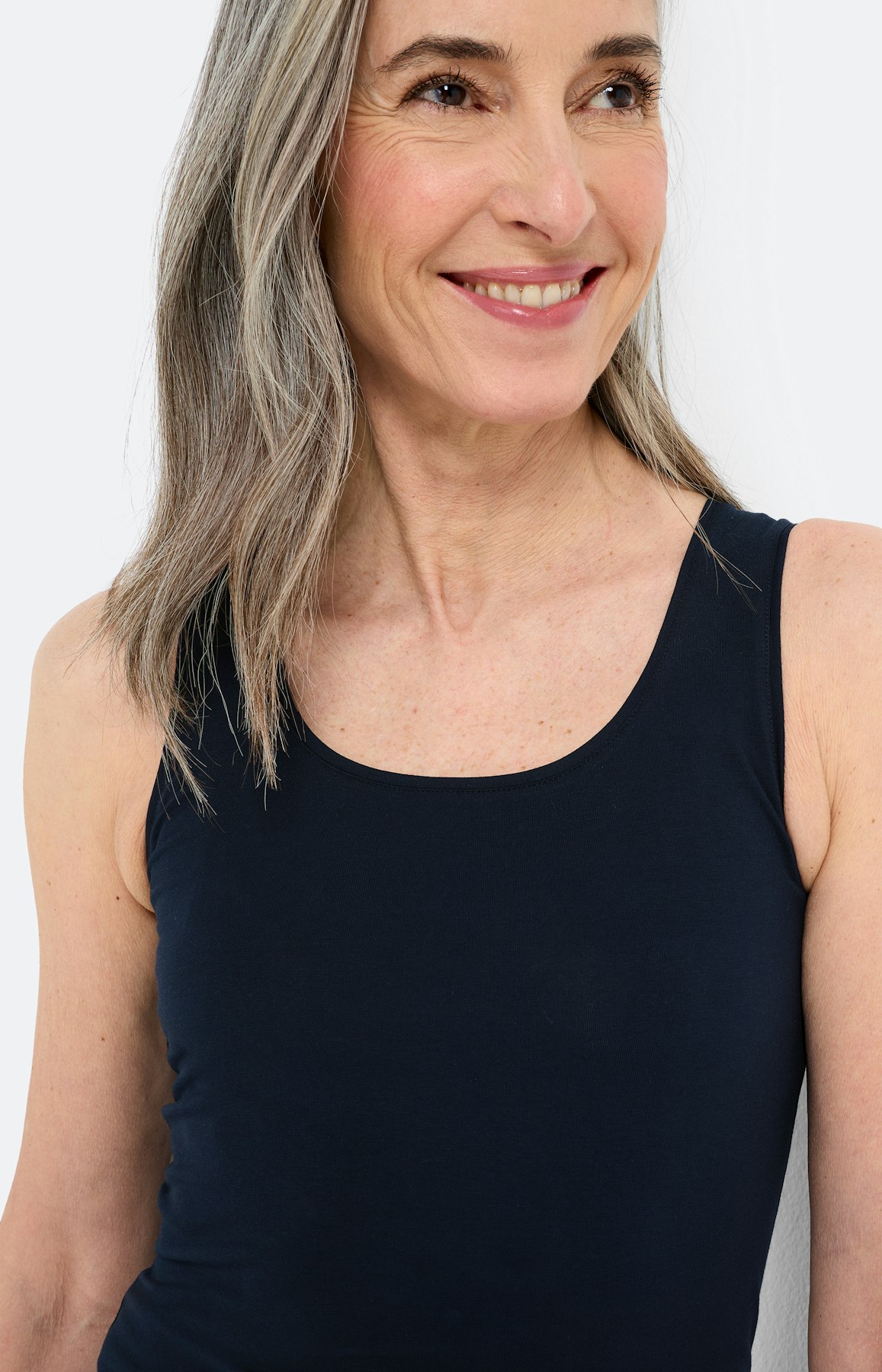 Top met ronde hals, navy