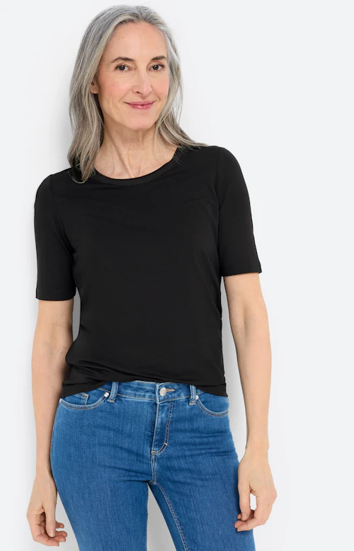 T-shirt met ronde hals, zwart