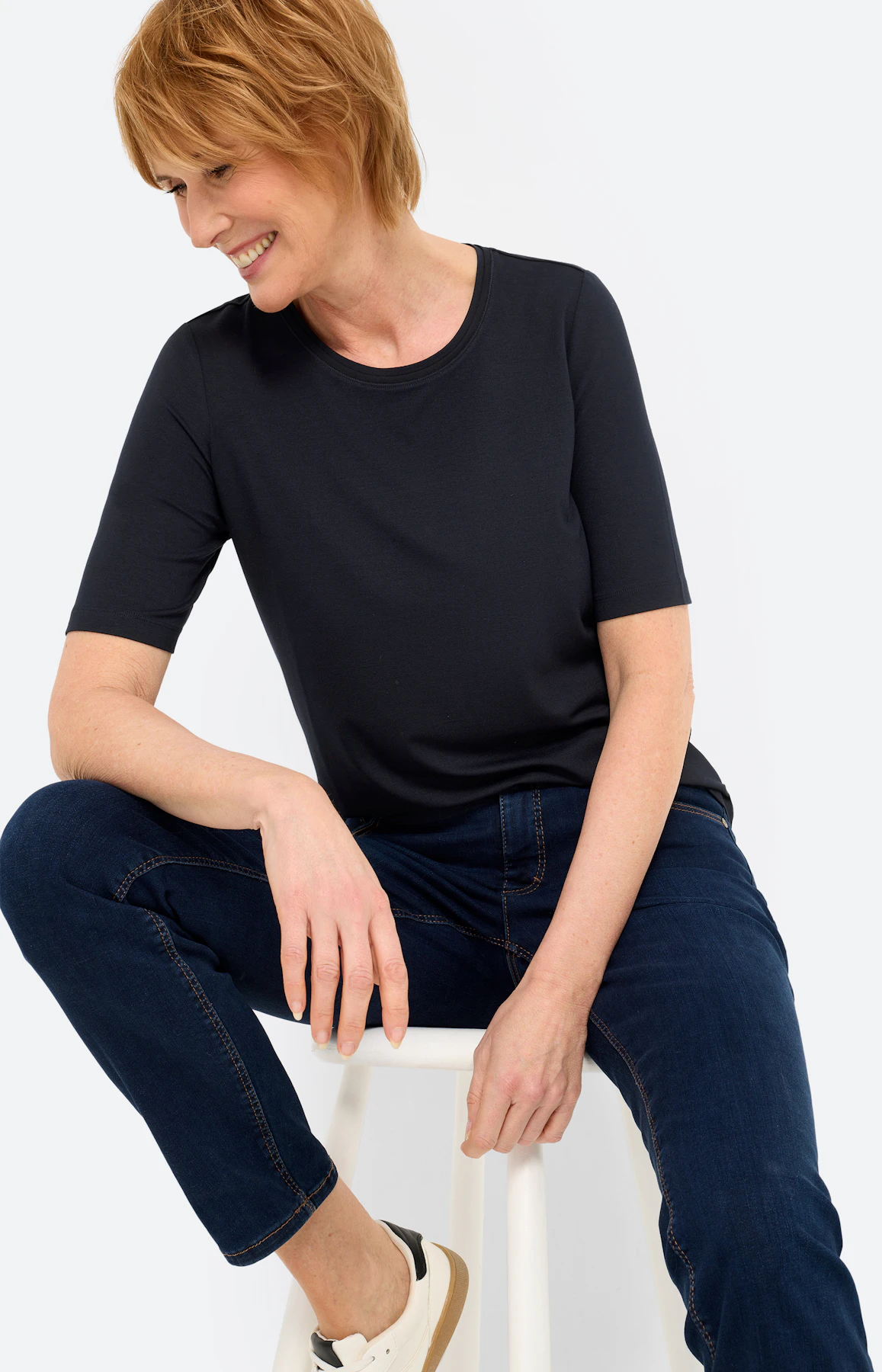 T-shirt met ronde hals, navy