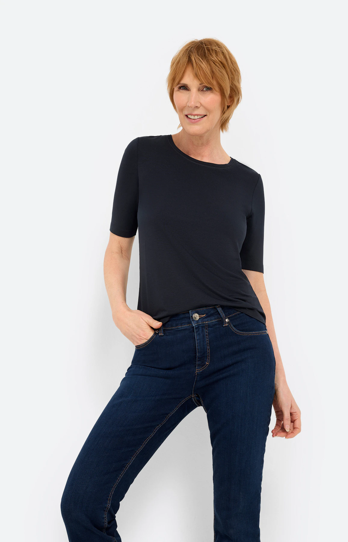 T-shirt met ronde hals, navy