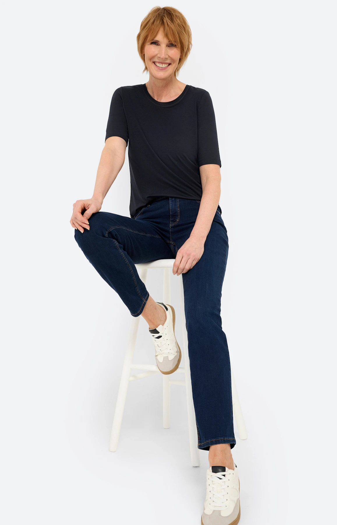 T-shirt met ronde hals, navy