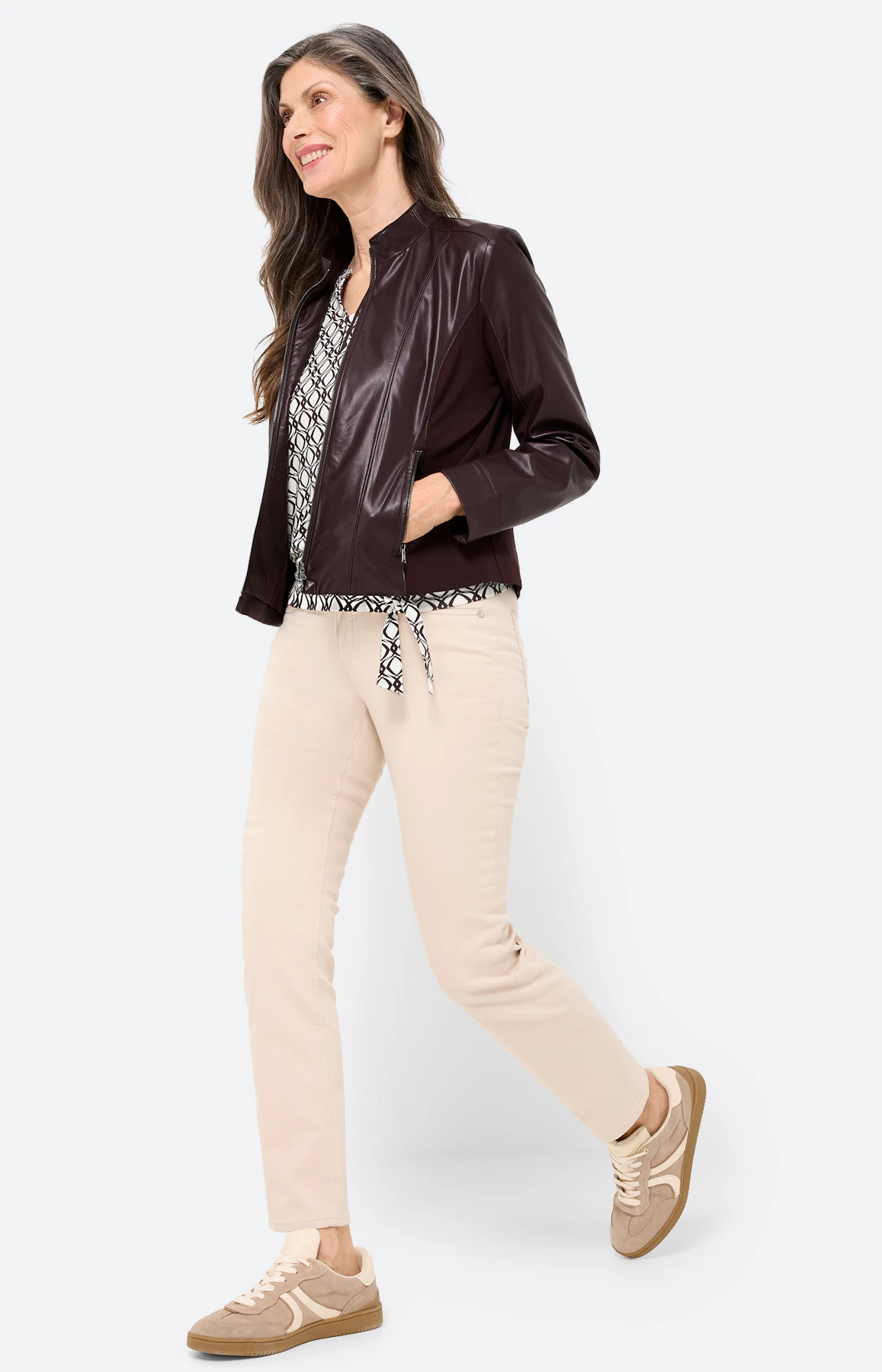 Jas van imitatieleer, donkerbruin