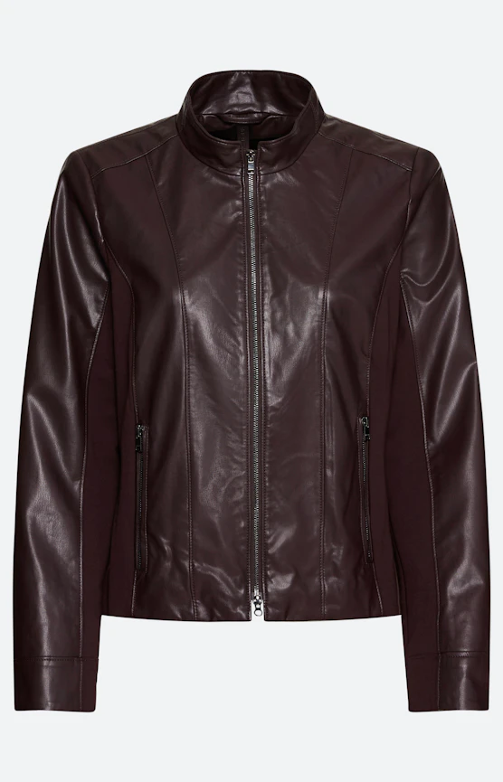 Jacke aus Lederimitat, dunkelbraun