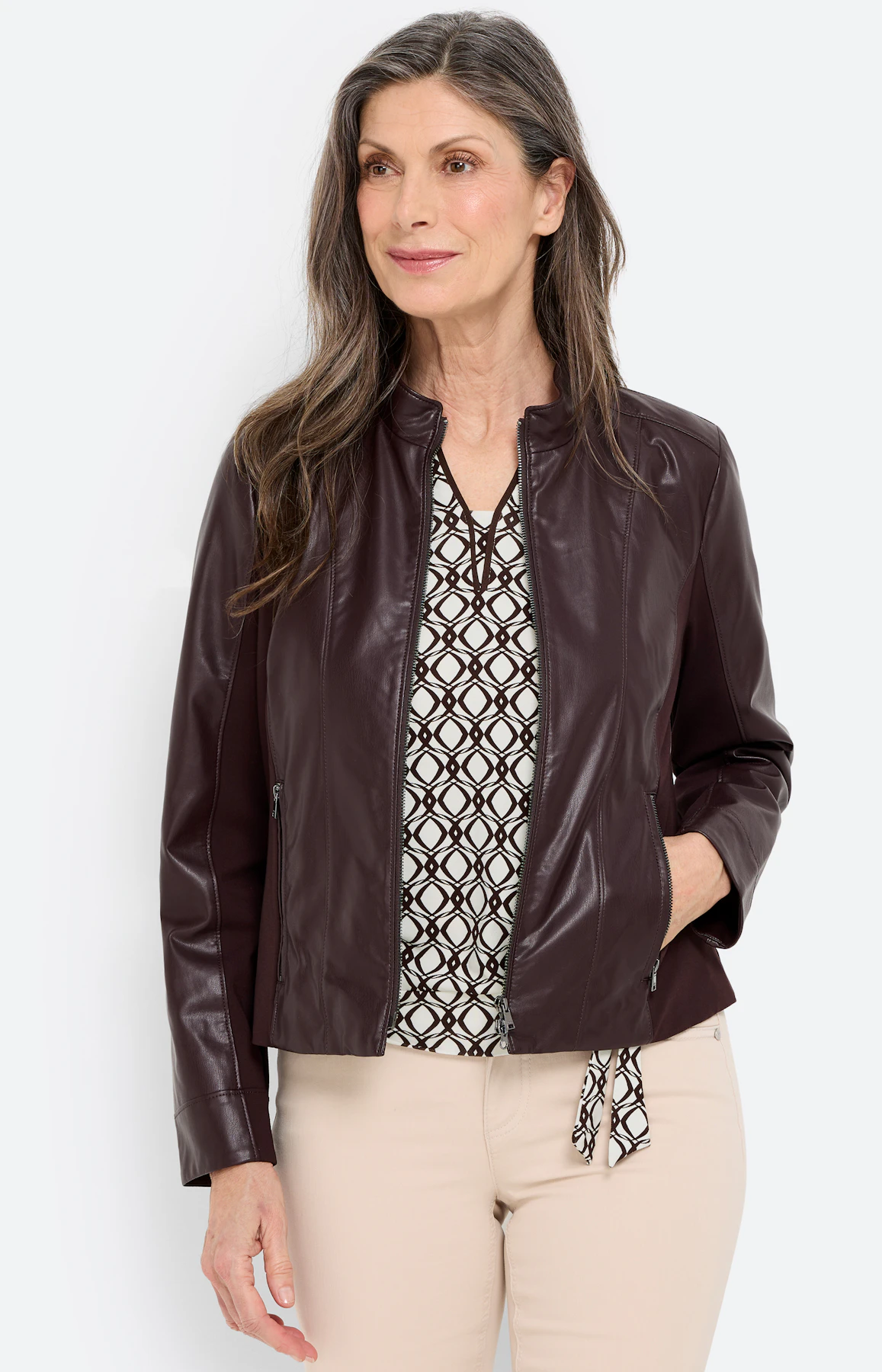 Jas van imitatieleer, donkerbruin