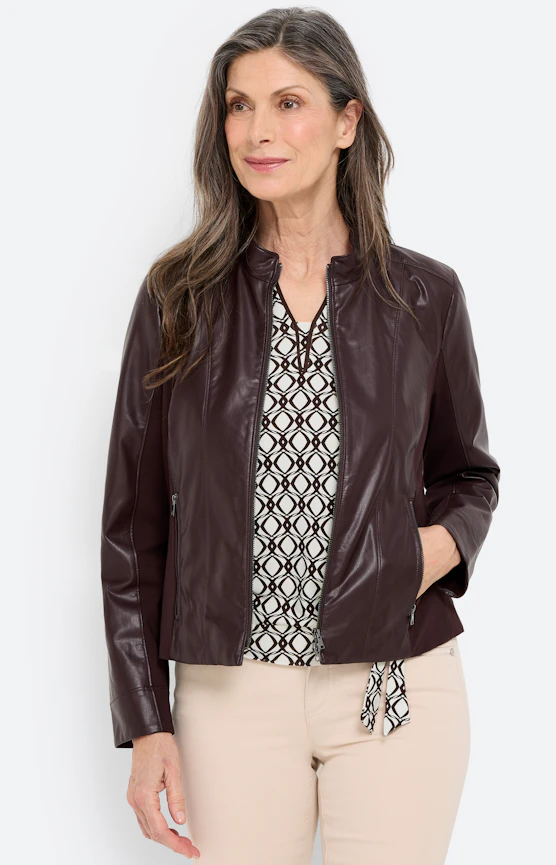 Jacke aus Lederimitat, dunkelbraun