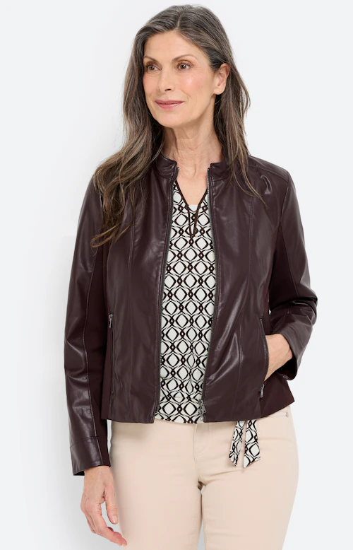 Jas van imitatieleer, donkerbruin