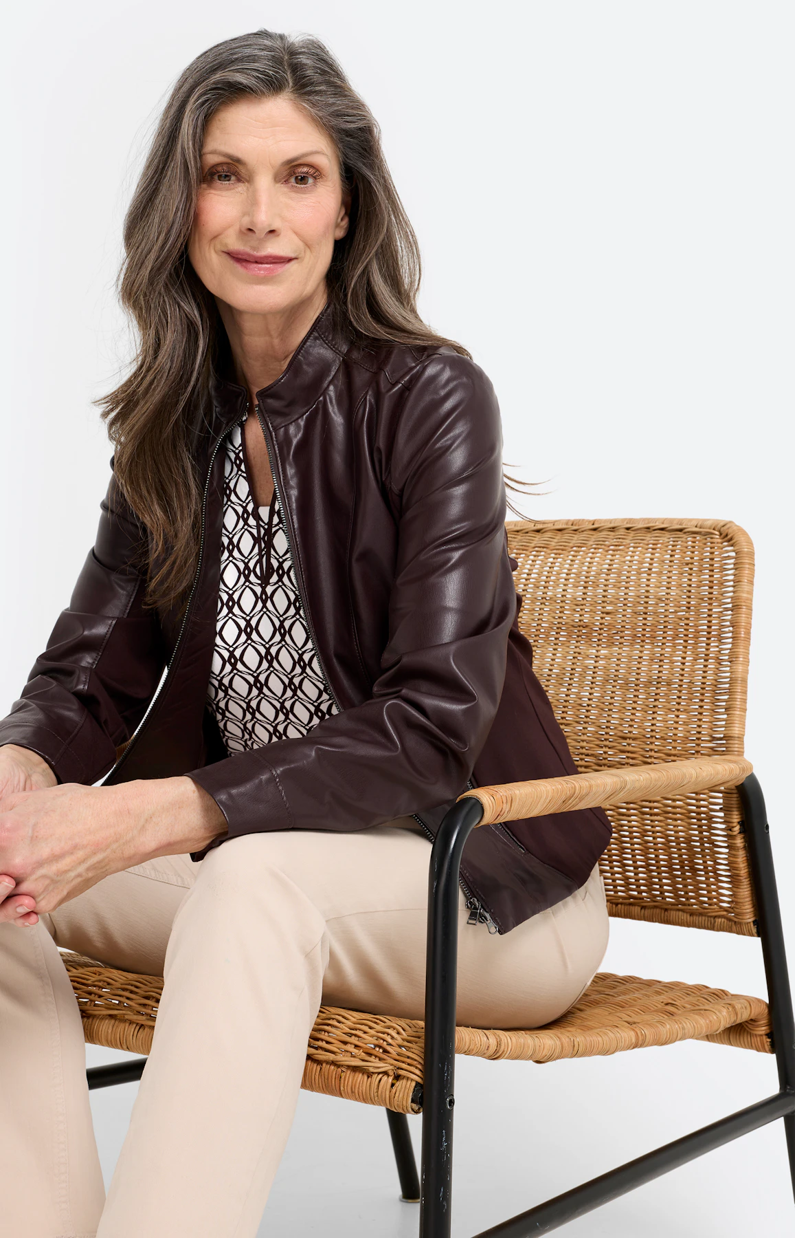 Jas van imitatieleer, donkerbruin