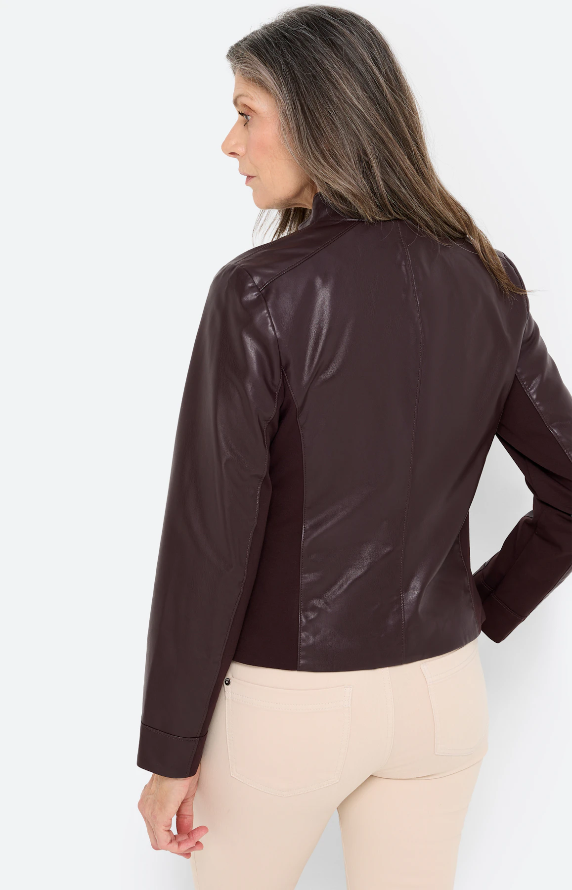 Jas van imitatieleer, donkerbruin