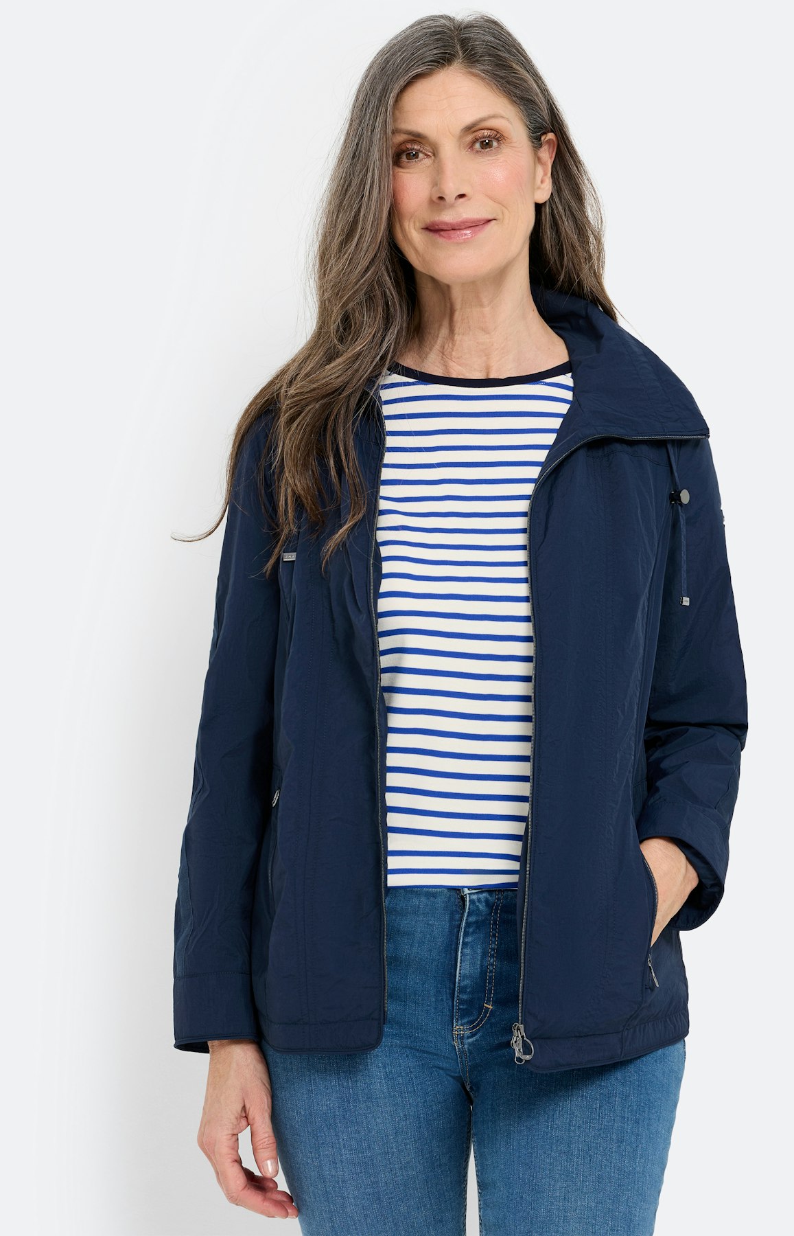 Jas met siernaden, marine