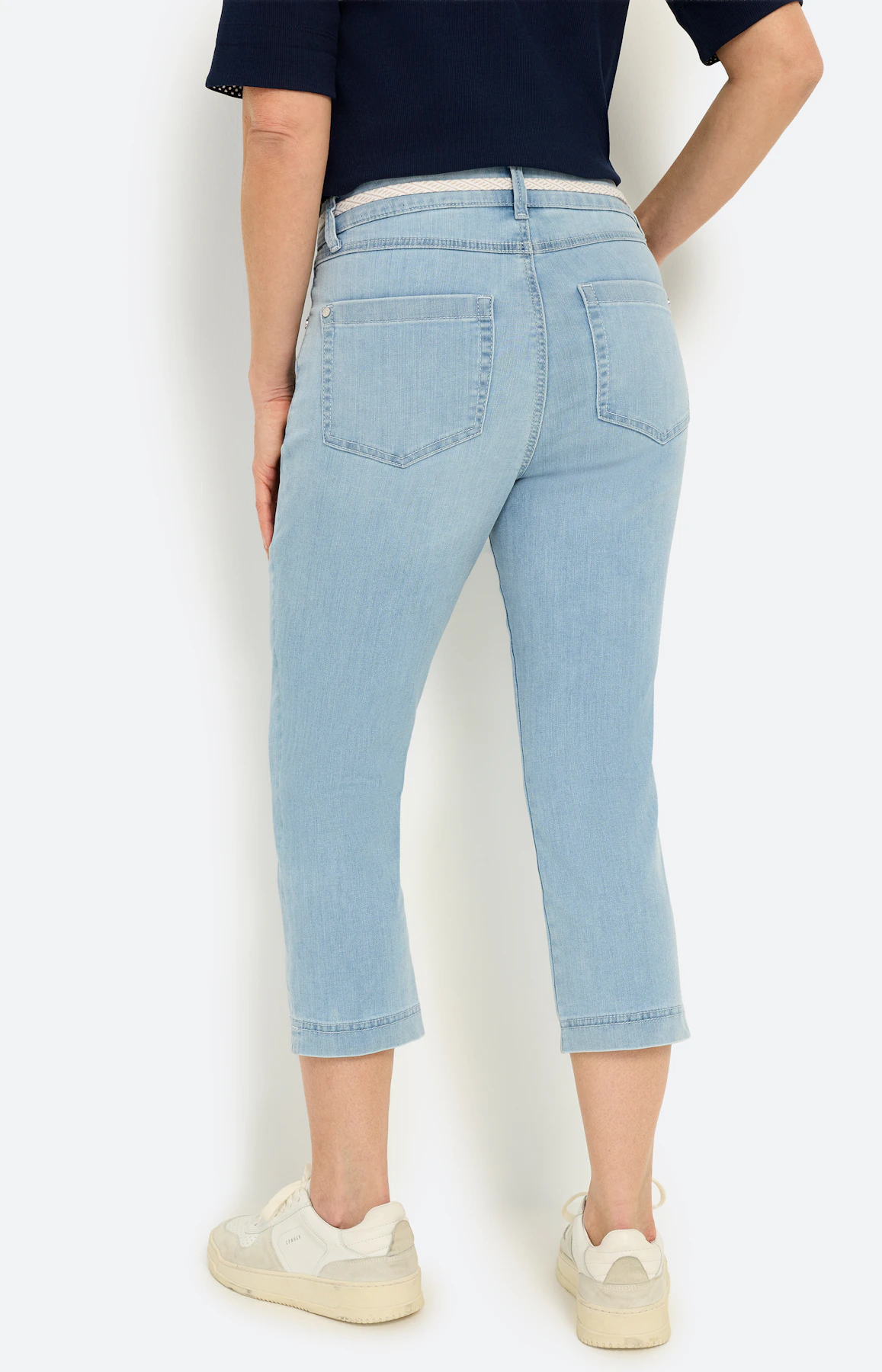 Capri-jeans, bindceintuur, light denim