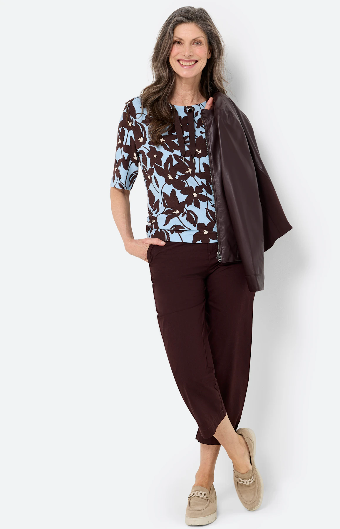 Sweatshirt, print all-over, zachtblauw