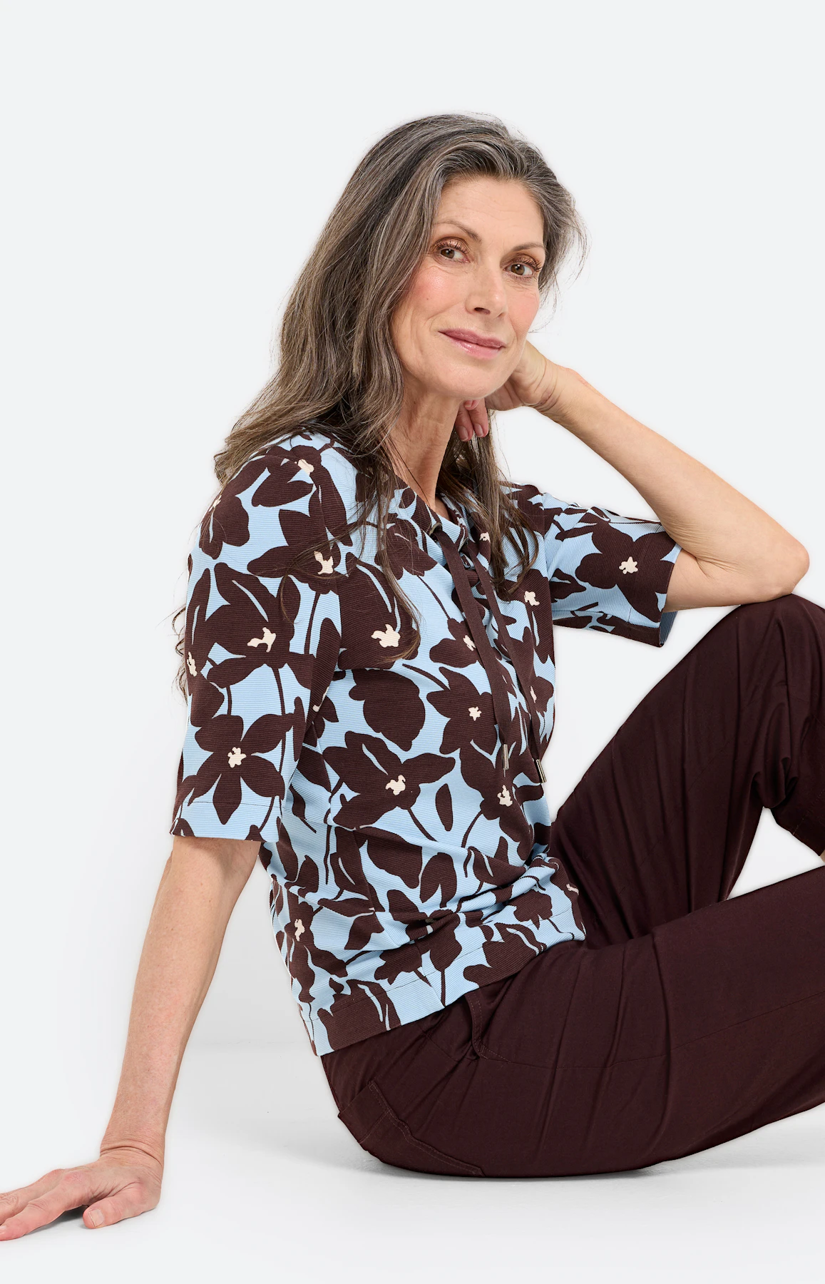 Sweatshirt, print all-over, zachtblauw