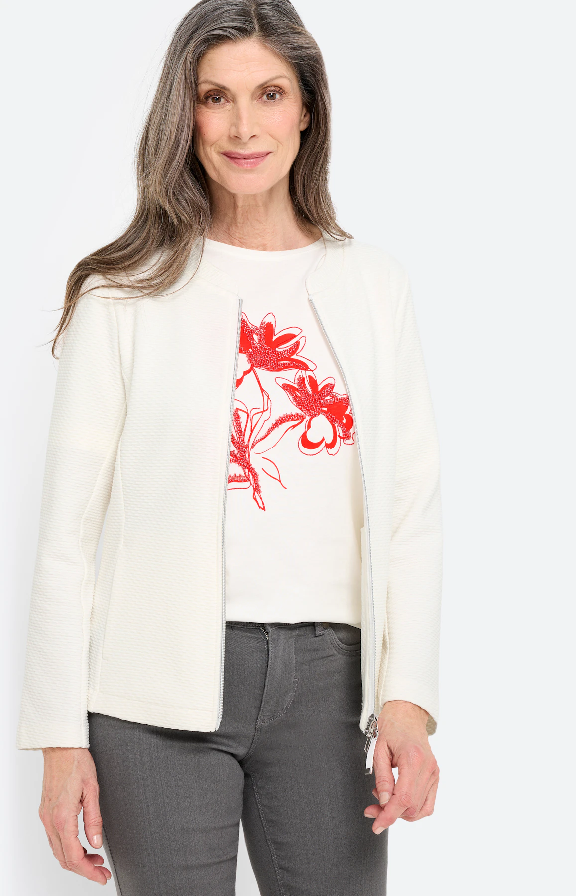 Sweatvest met structuur, wit