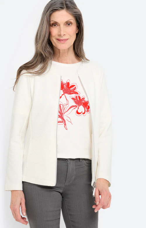 Sweatvest met structuur, wit