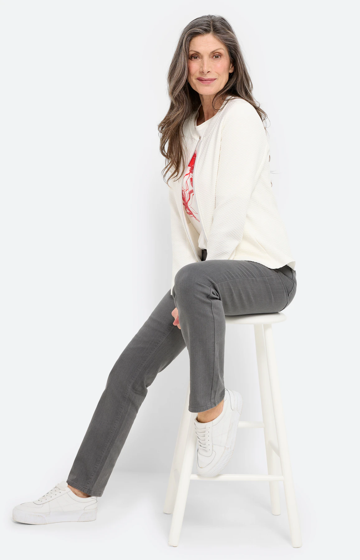 Sweatvest met structuur, wit