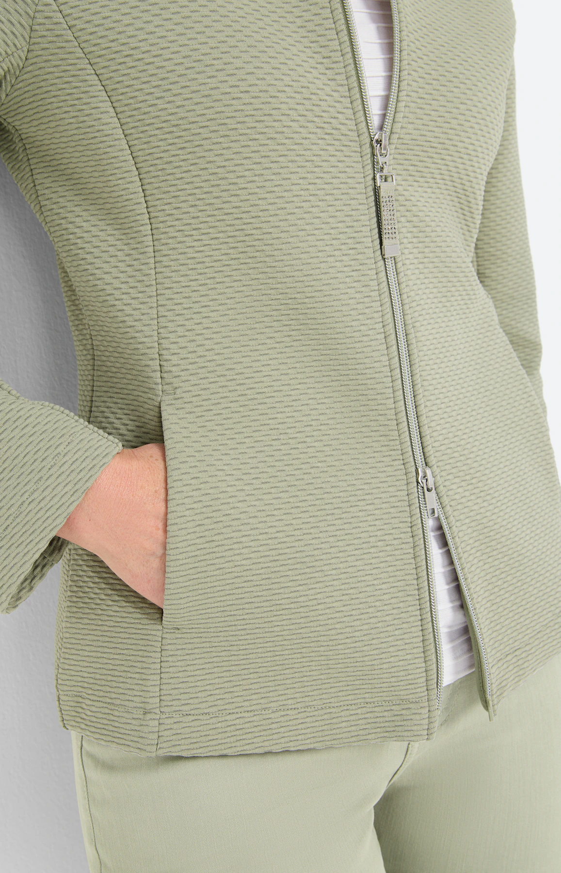 Sweatvest met structuur, grasgroen