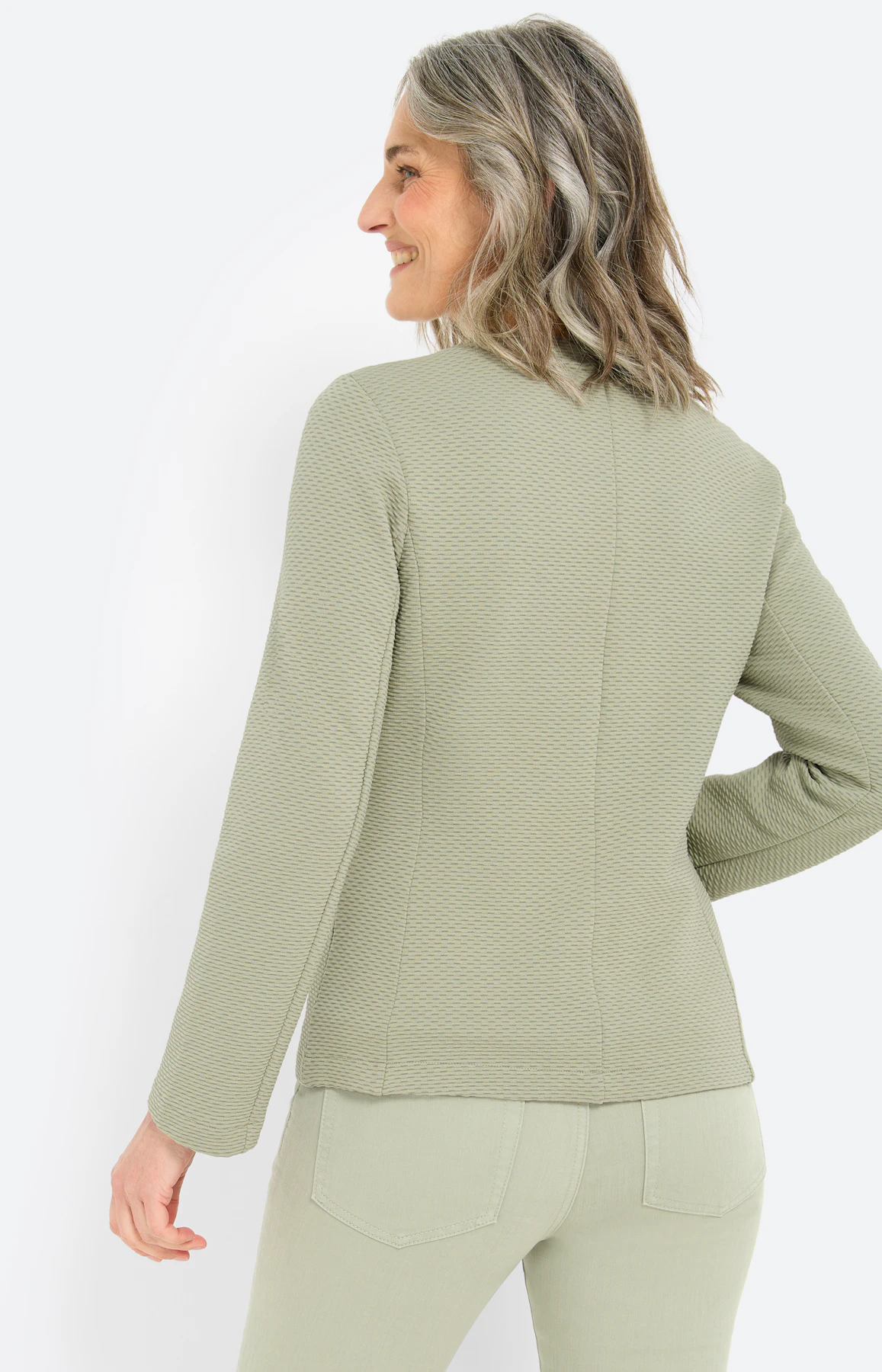 Sweatvest met structuur, grasgroen