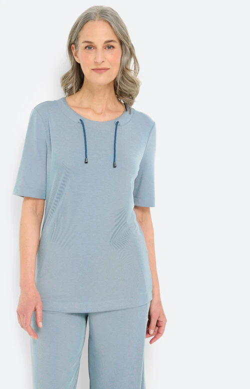Sweatshirt met streepdessin, petrol