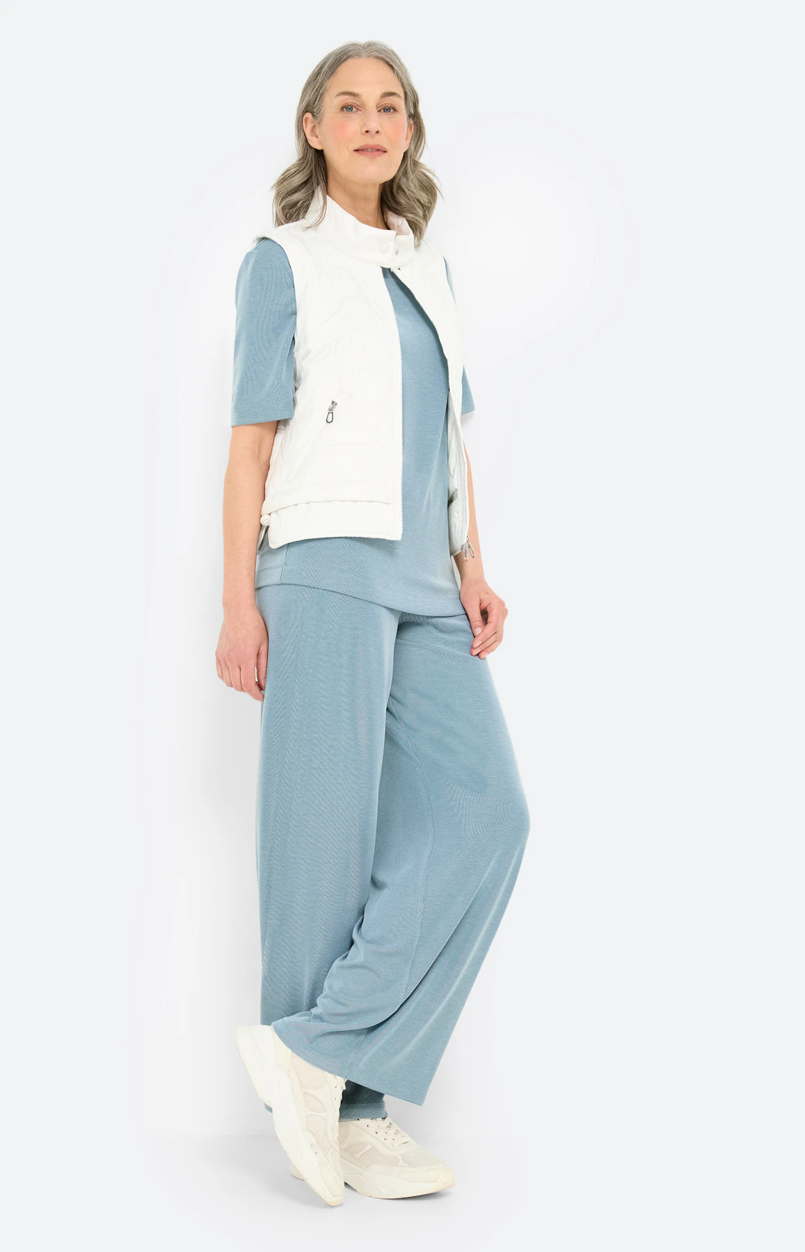 Sweatshirt met streepdessin, petrol