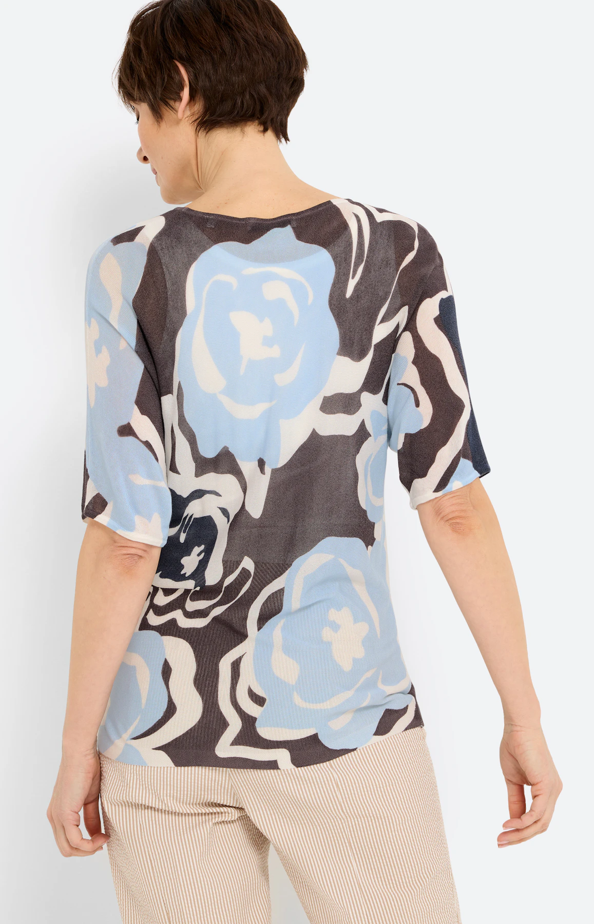 Trui met bloemenprint, donkerbruin