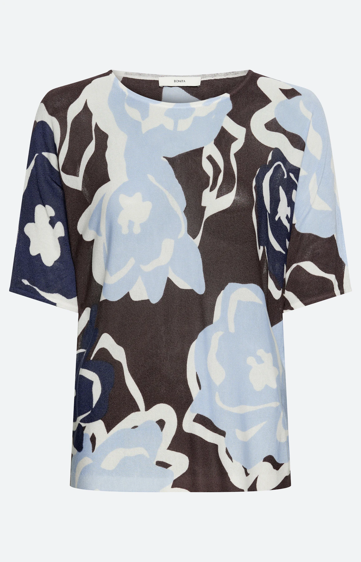 Trui met bloemenprint, donkerbruin