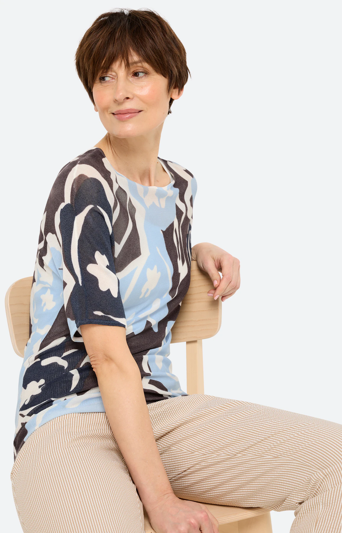 Trui met bloemenprint, donkerbruin