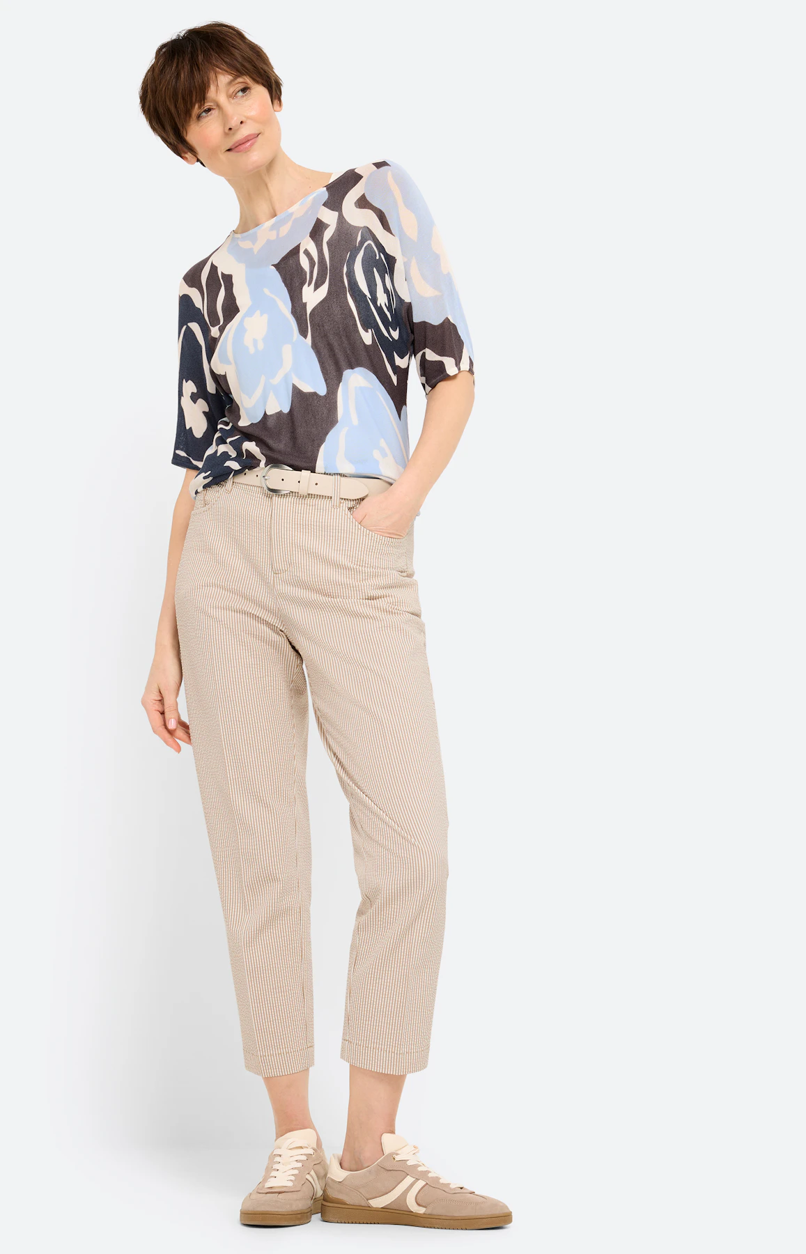 Trui met bloemenprint, donkerbruin