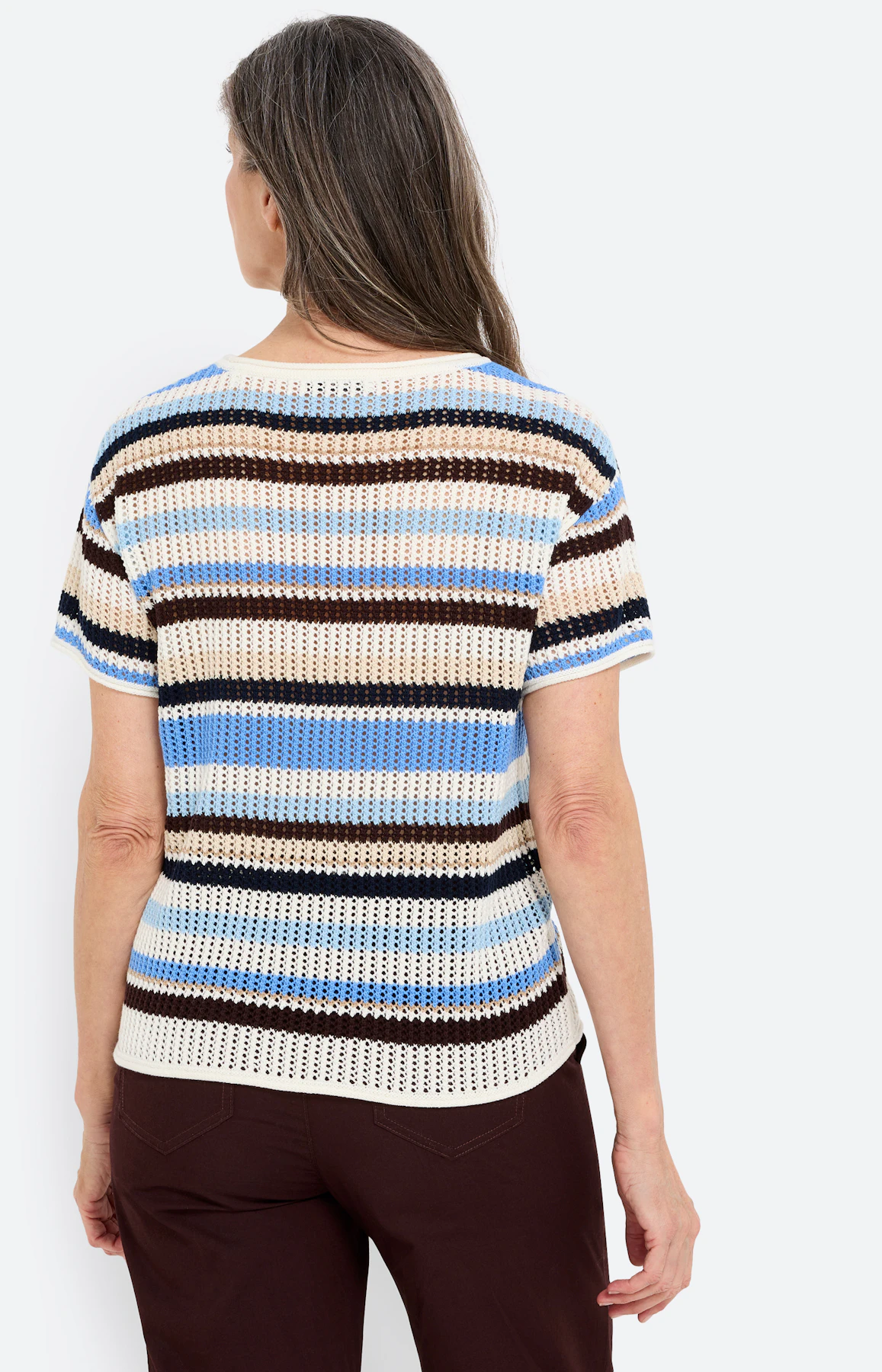 Trui met ajourmotief, zachtblauw