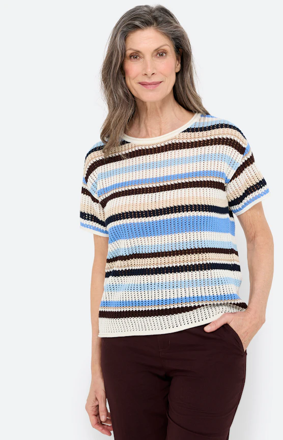 Pullover mit Ajourmuster, softblau