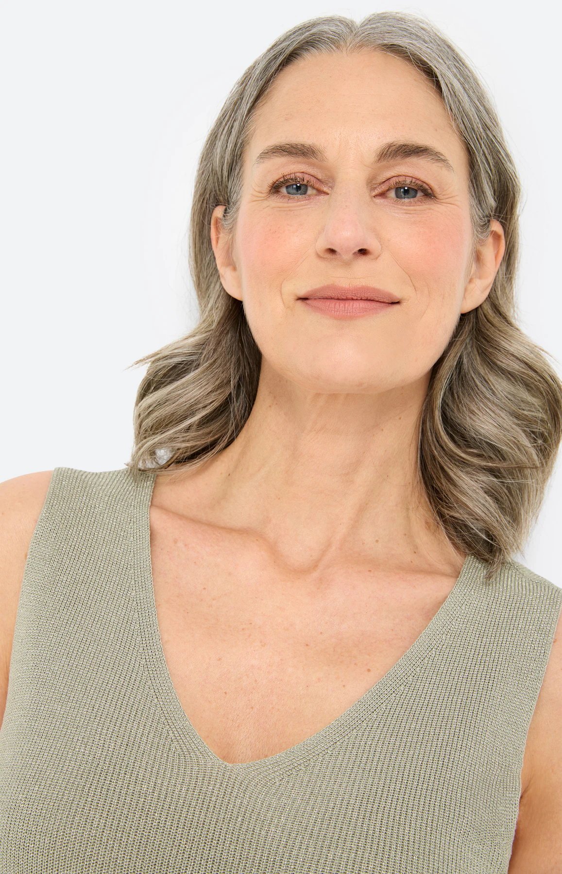 Tricottop met glittereffect, grasgroen