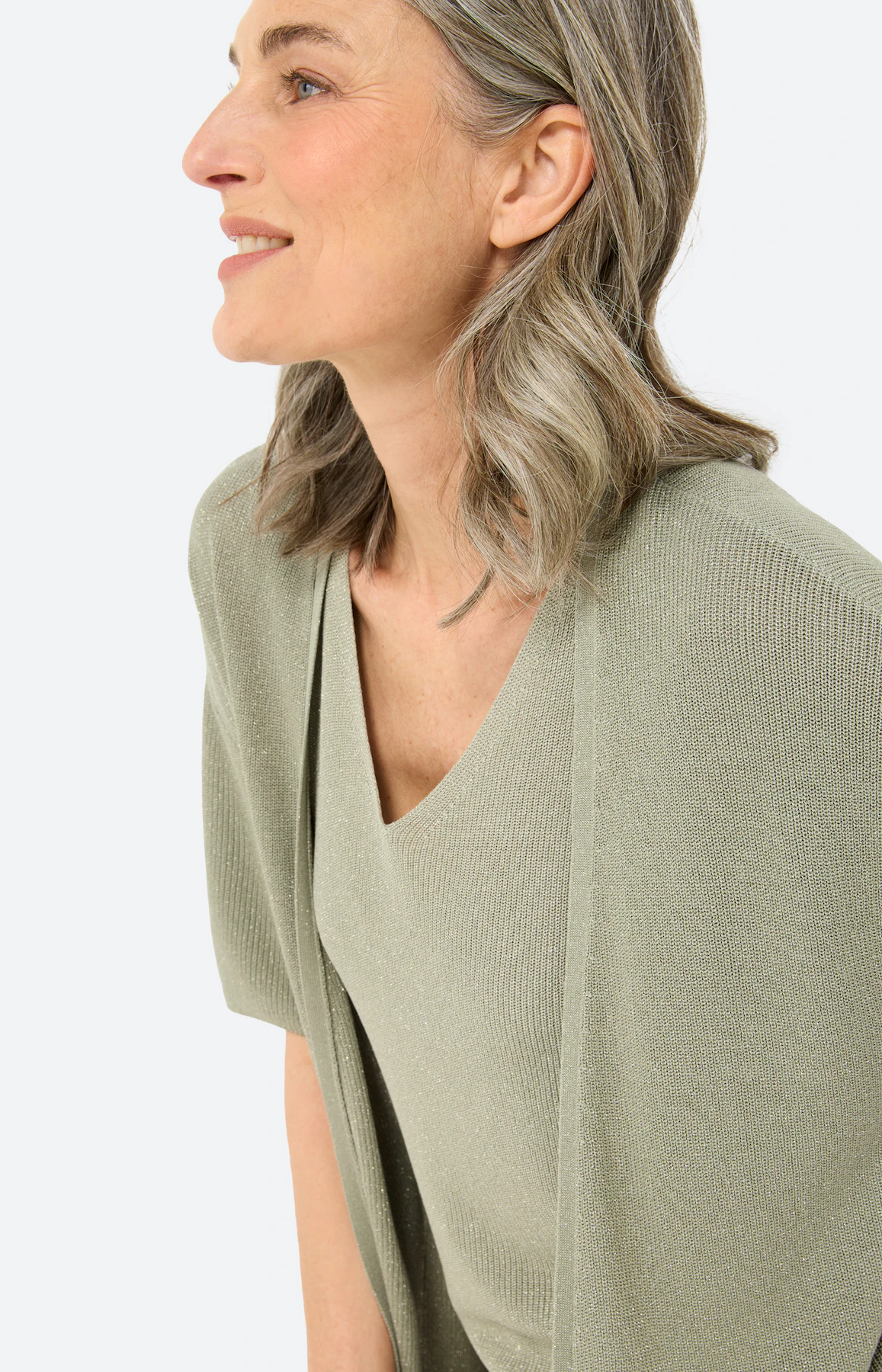 Cardigan met glittereffect, grasgroen