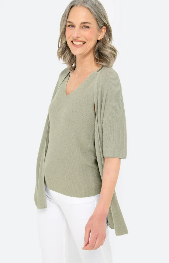 Cardigan met glittereffect, grasgroen