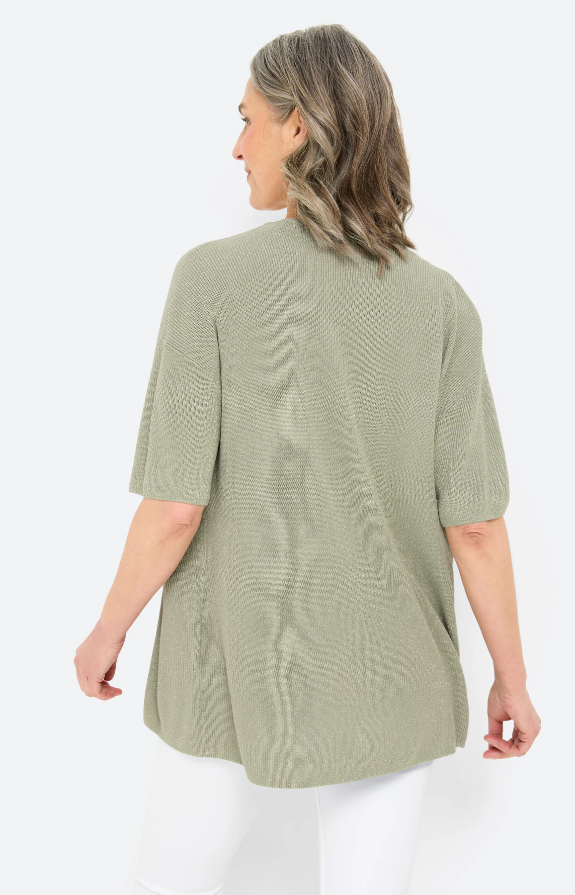 Cardigan met glittereffect, grasgroen