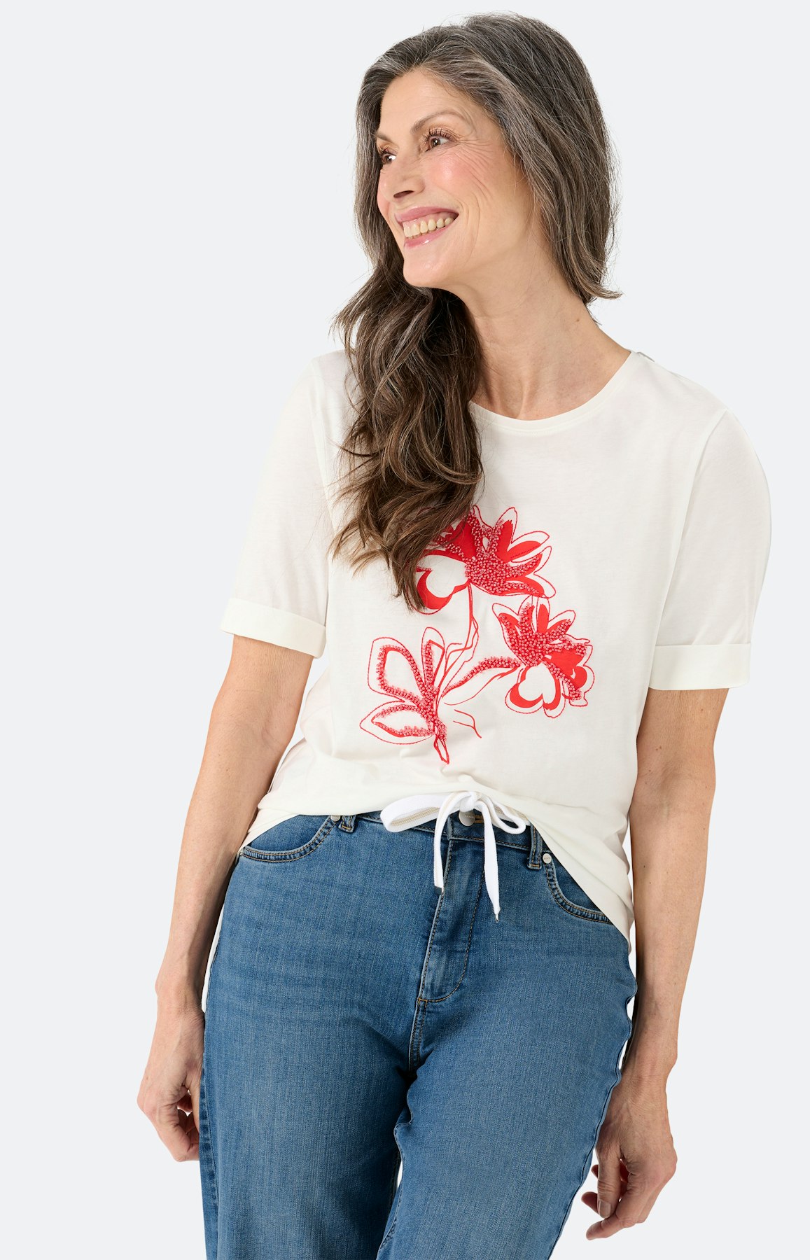 T-shirt met frontprint, wit