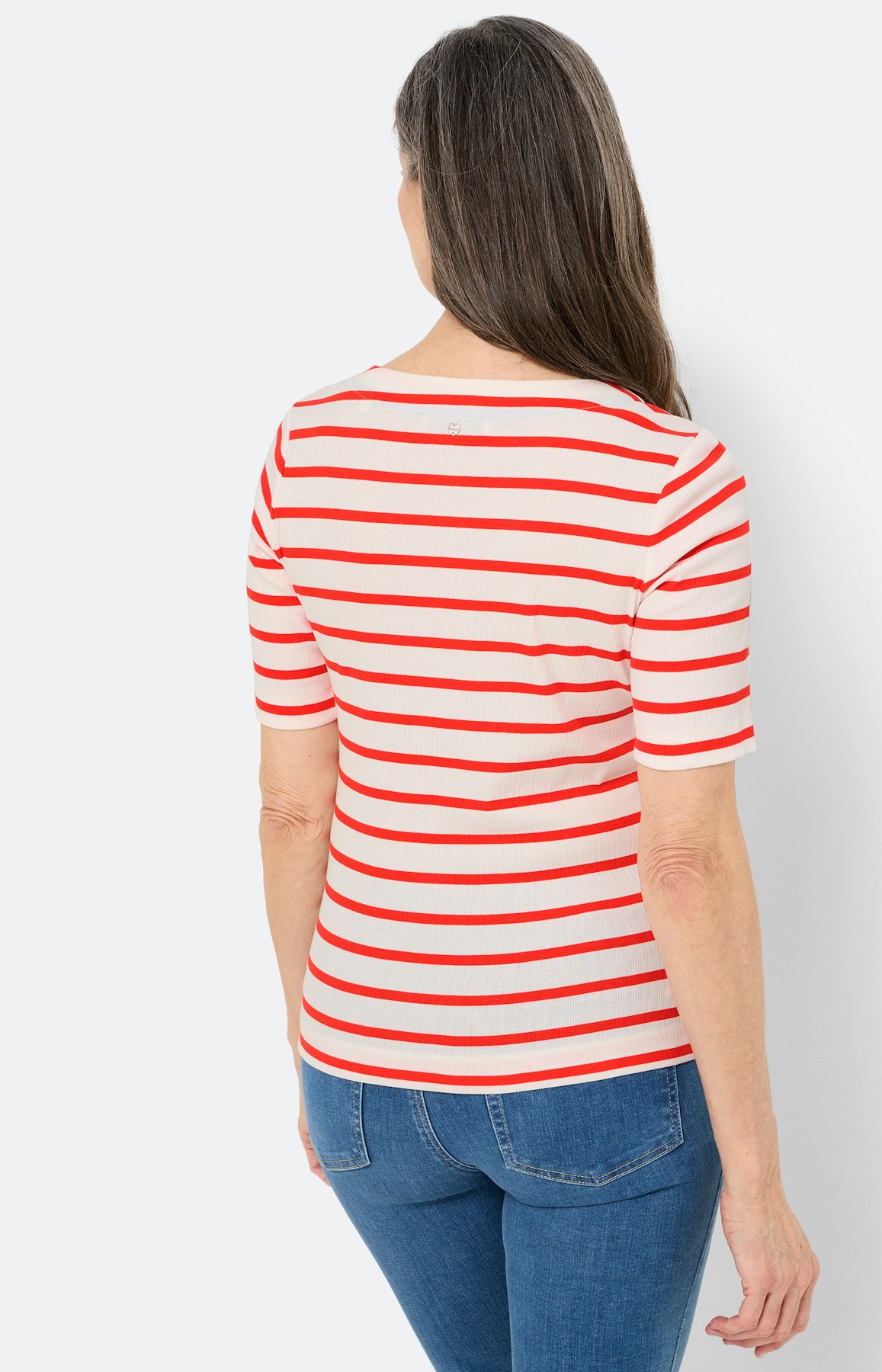 T-shirt met strepen en bloemen, wit