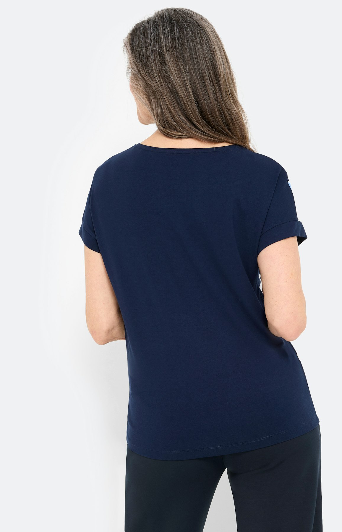T-shirt met groot bloemmotief, navy