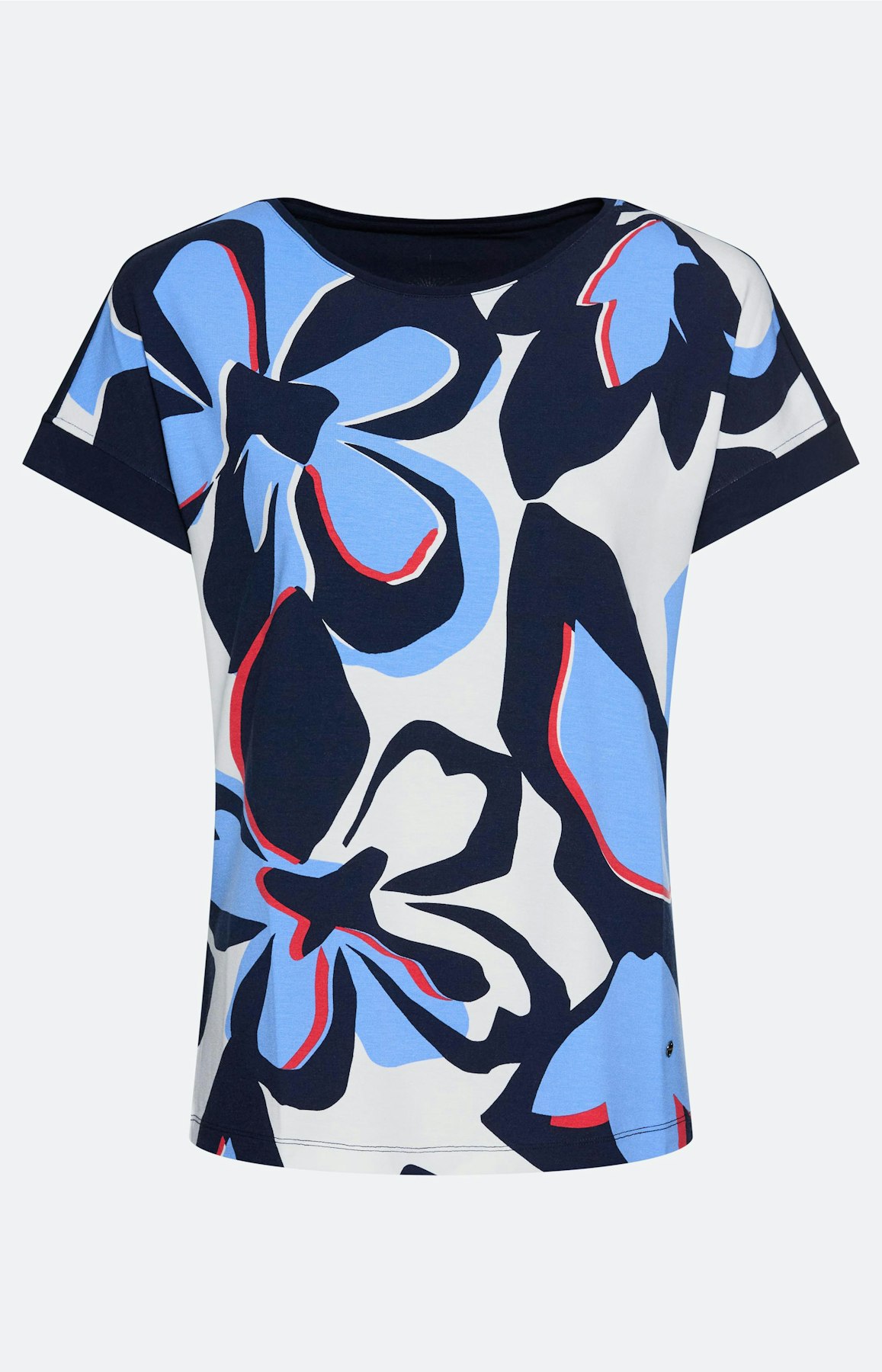 T-shirt met groot bloemmotief, navy