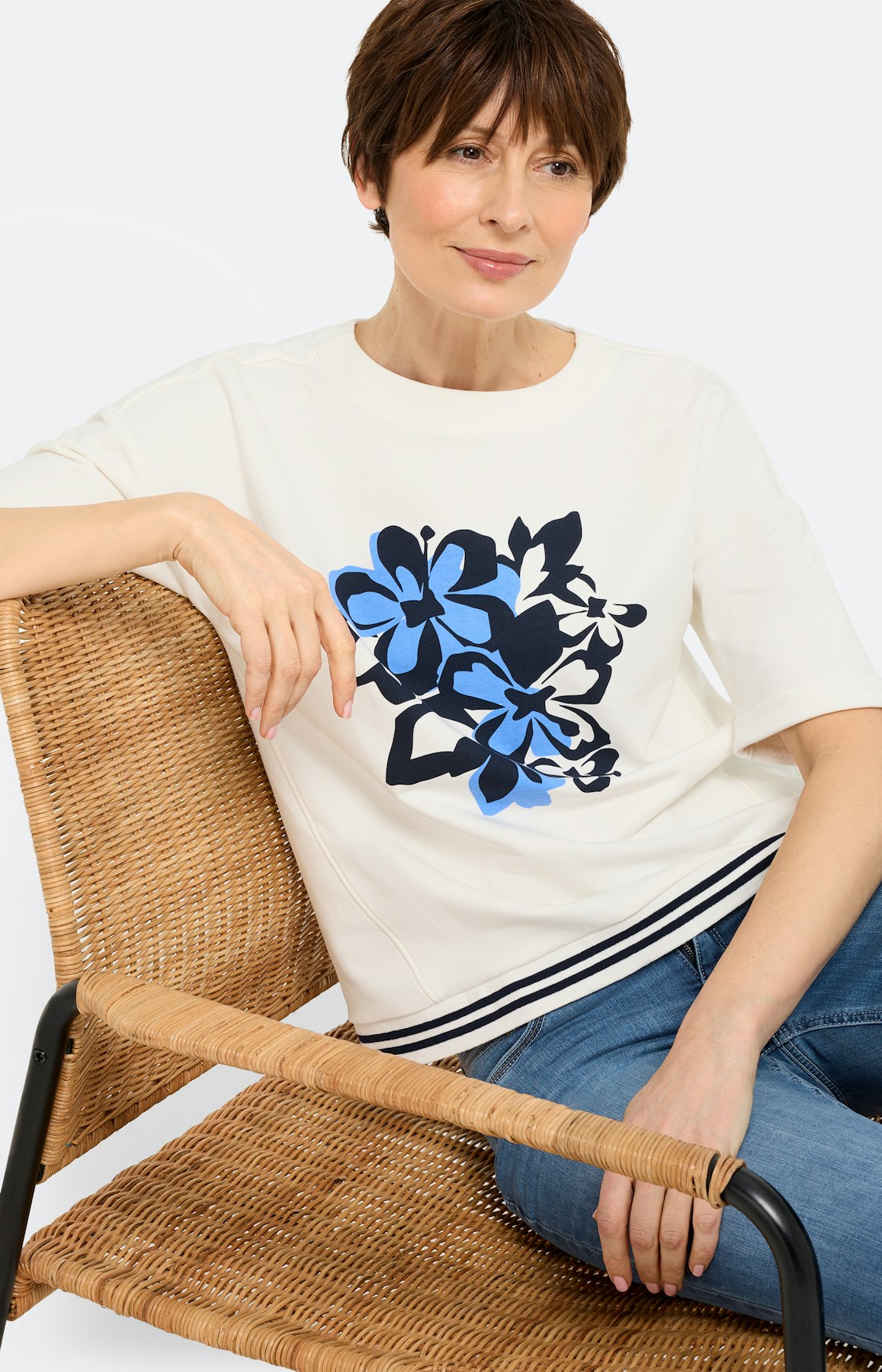 Sweatshirt met frontprint, navy