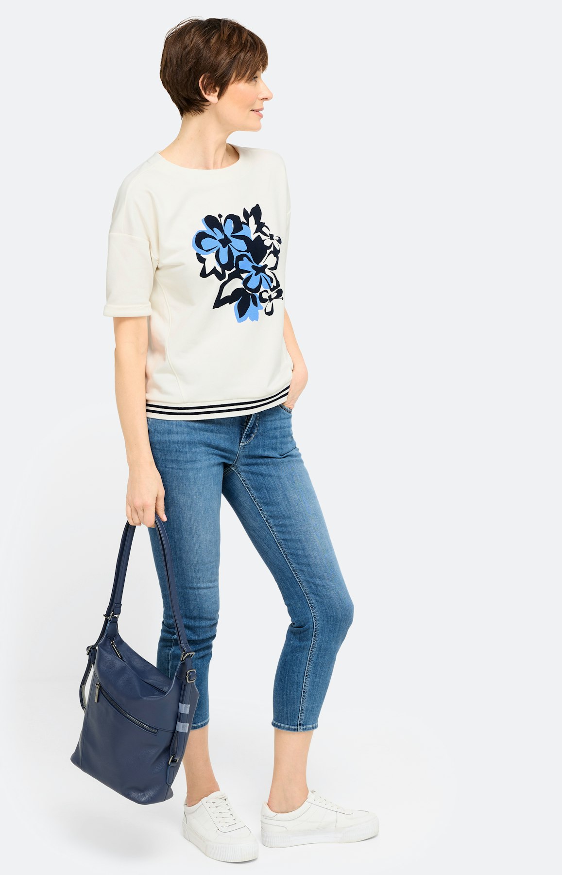 Sweatshirt met frontprint, navy