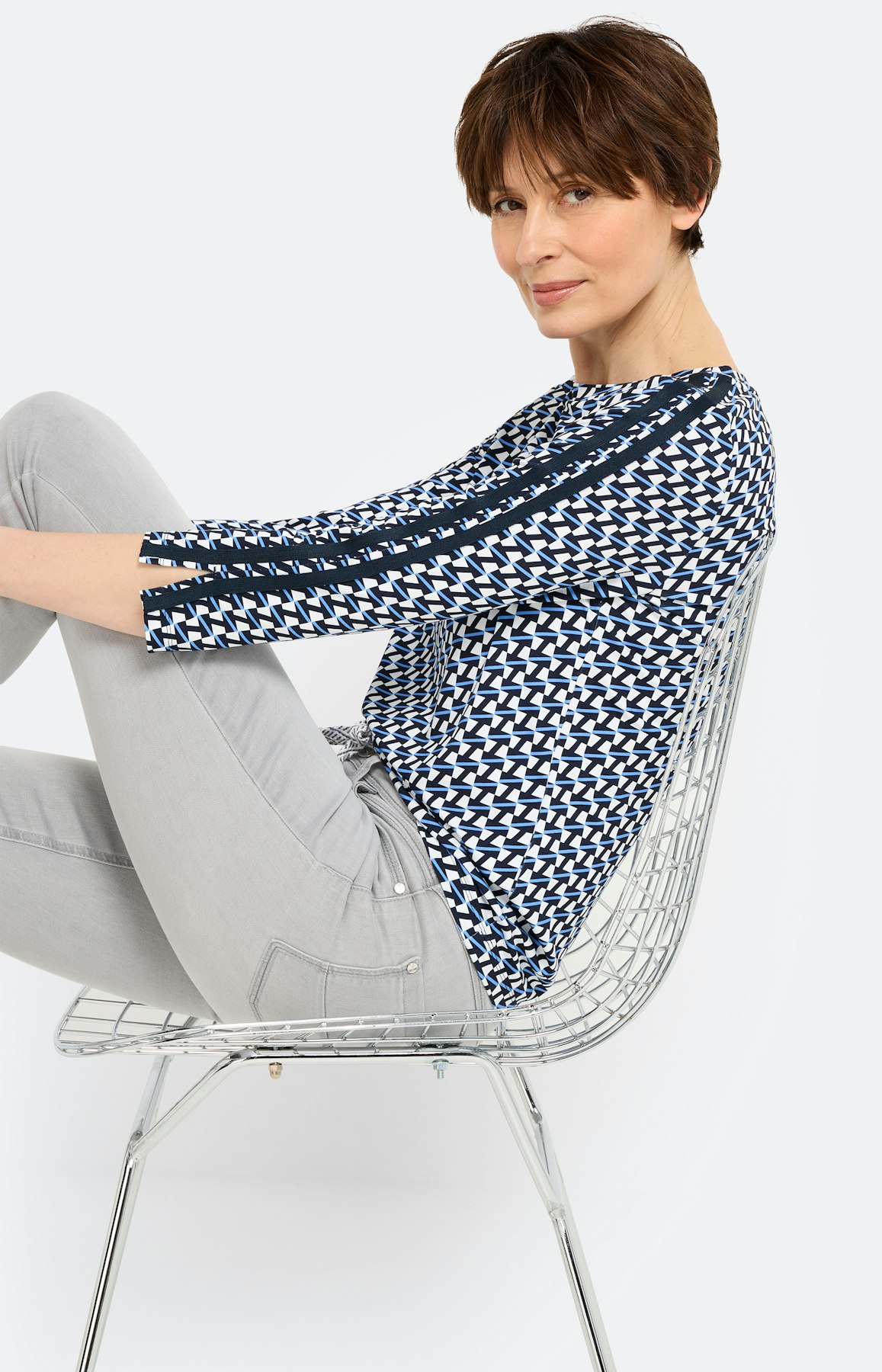 Shirt met minimal-print, navy