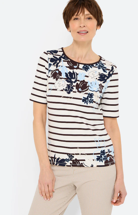 T-Shirt mit All Over-Print, dunkelbraun