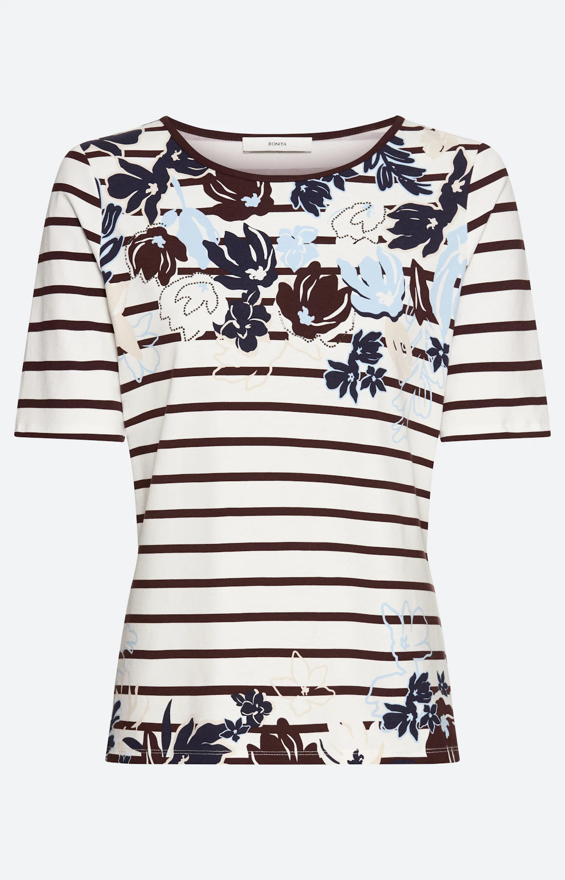 T-shirt met print all-over, donkerbruin