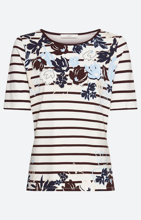 T-Shirt mit All Over-Print, dunkelbraun