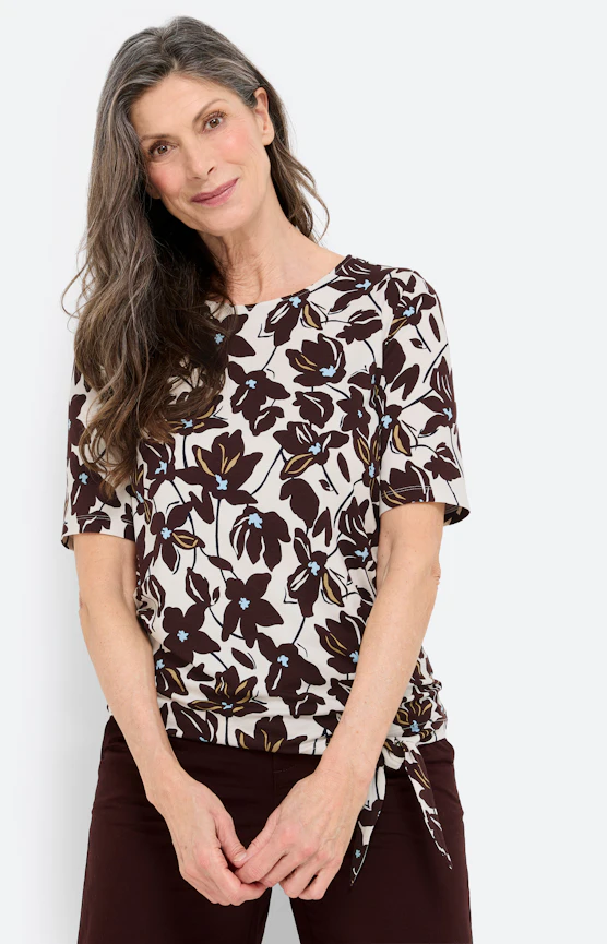 T-Shirt mit Knoten-Detail, dunkelbraun