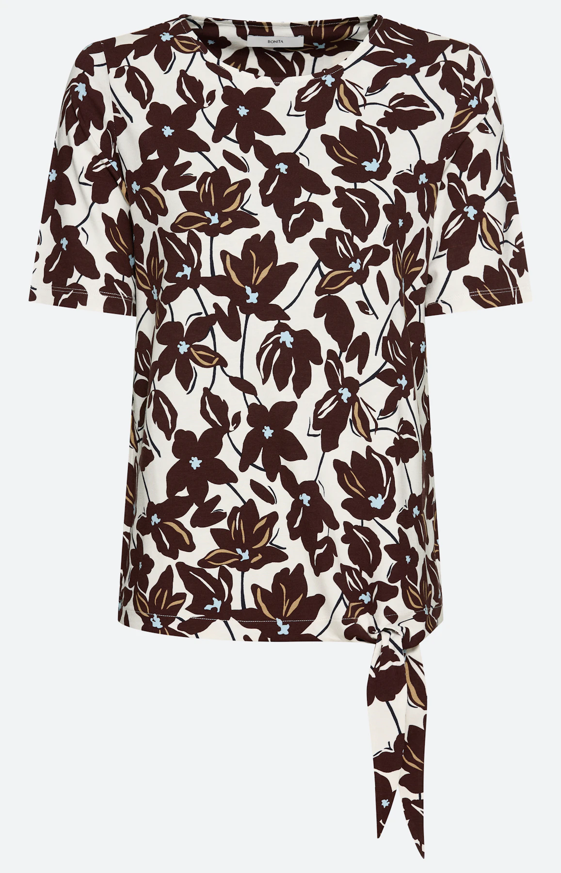 T-shirt met knoopdetail, donkerbruin