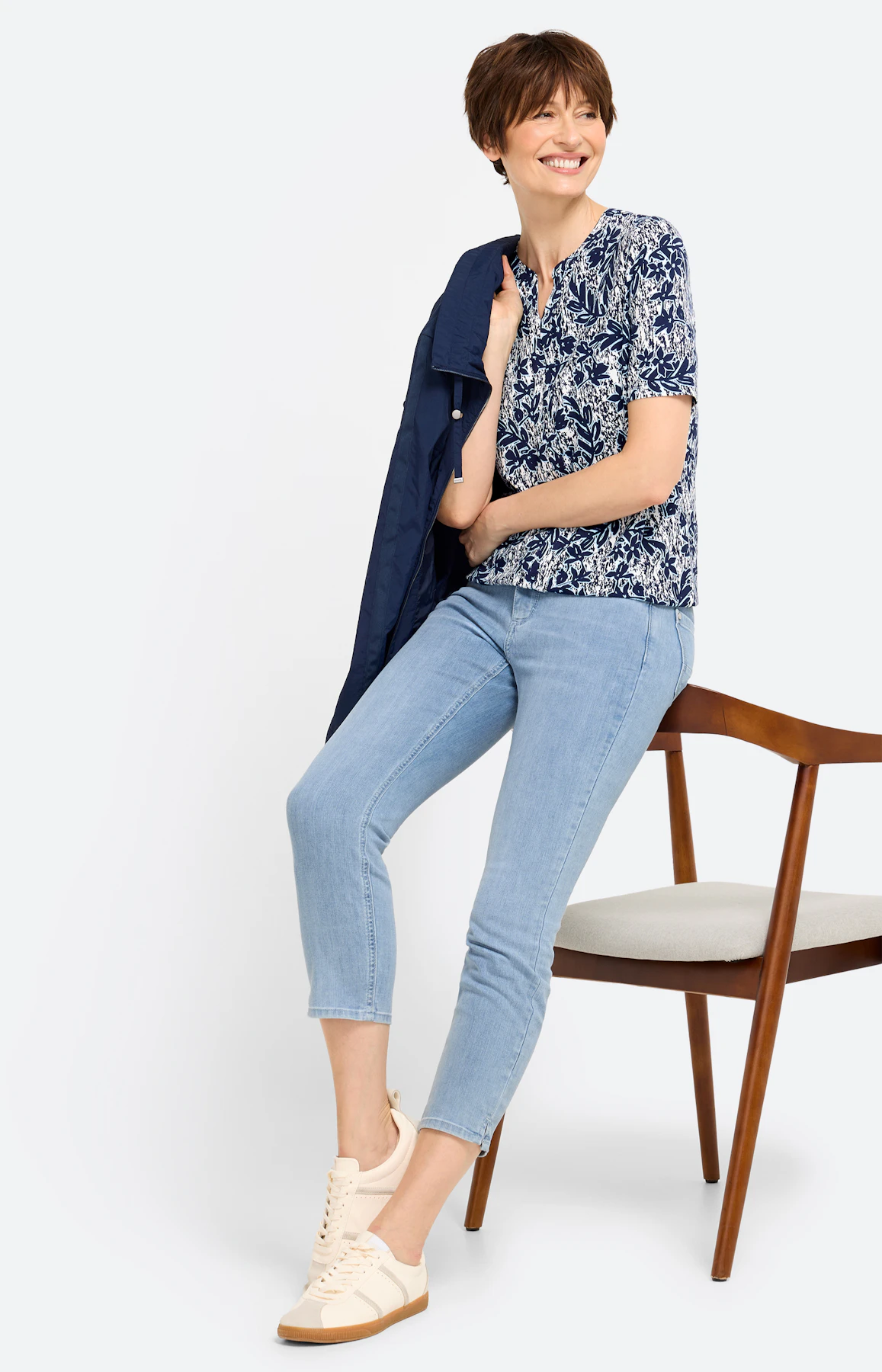 T-shirt met print all-over, navy