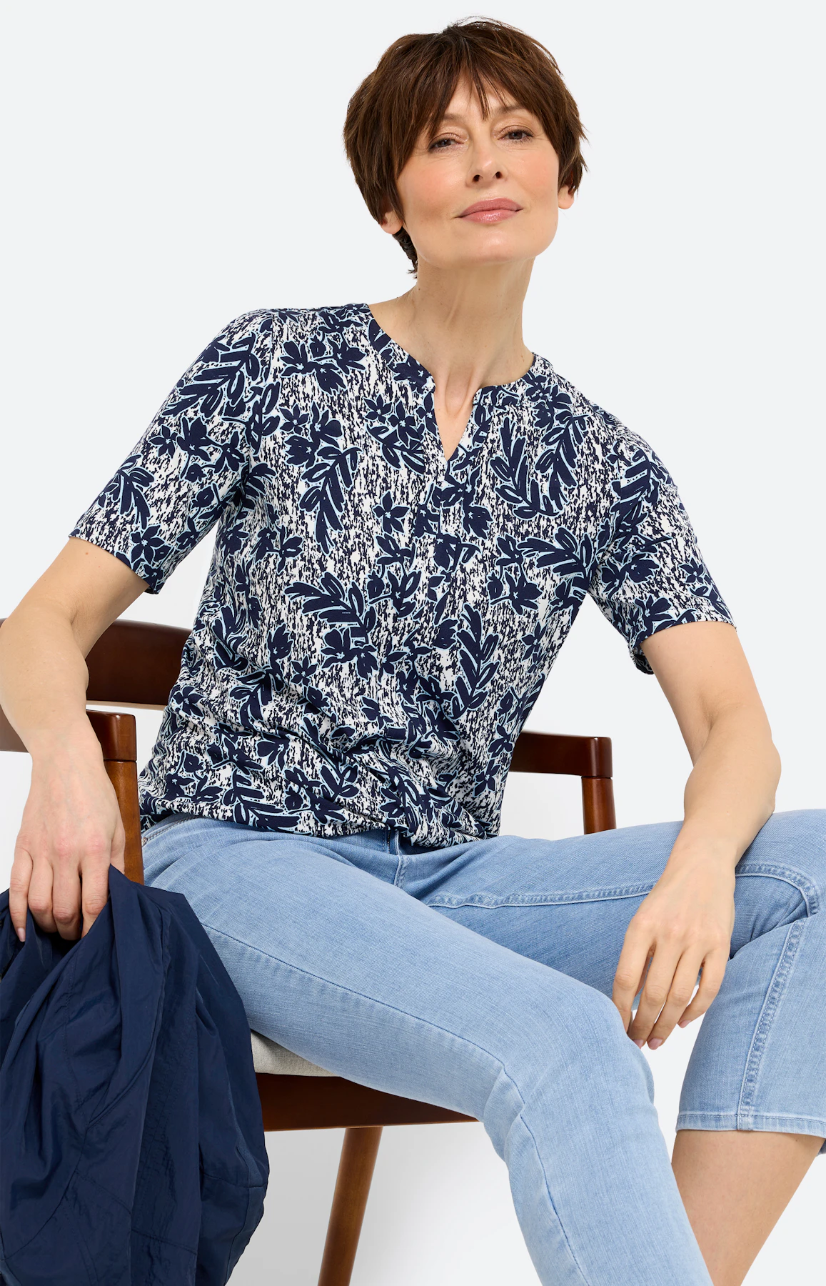 T-shirt met print all-over, navy