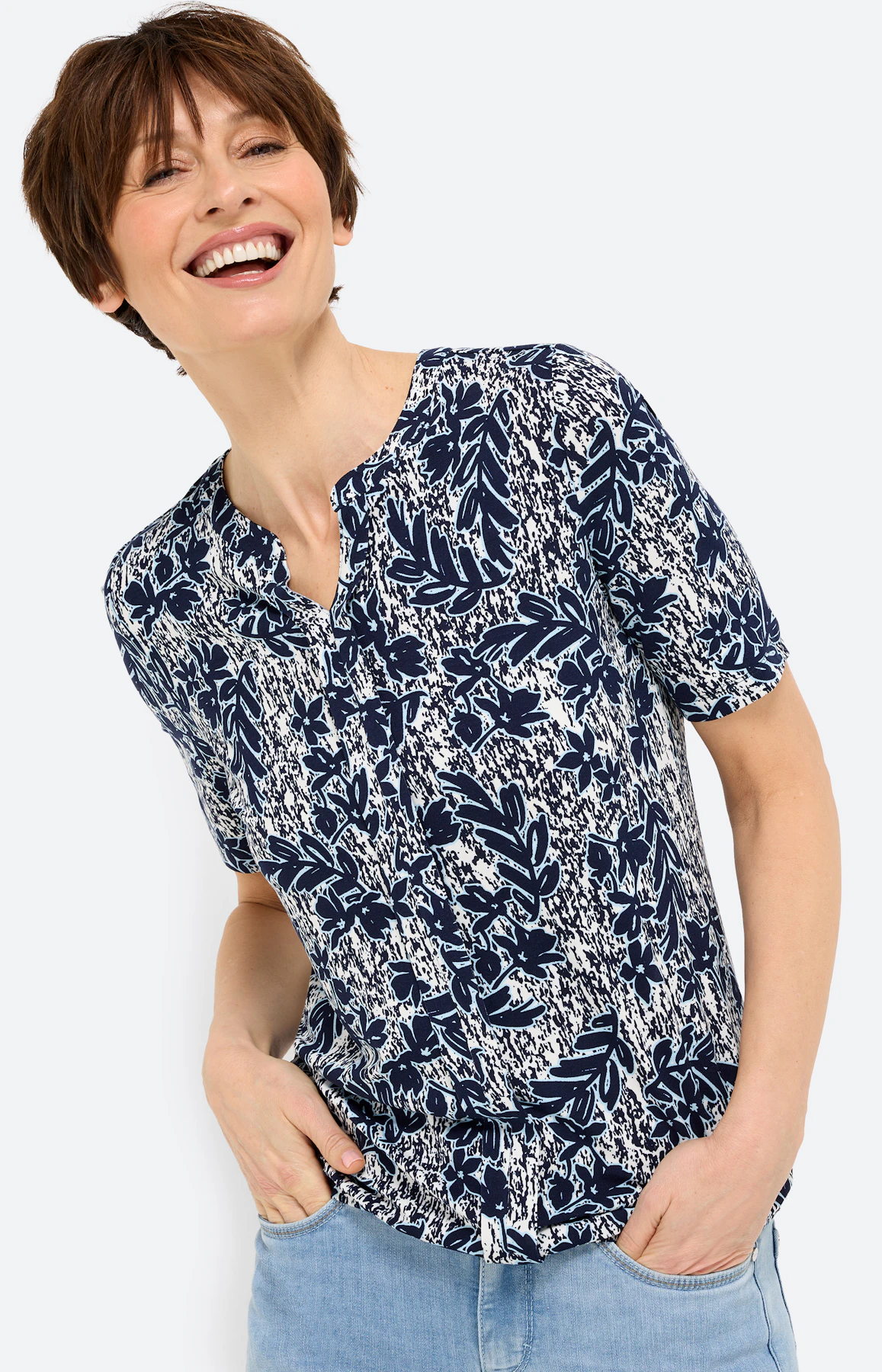 T-shirt met print all-over, navy
