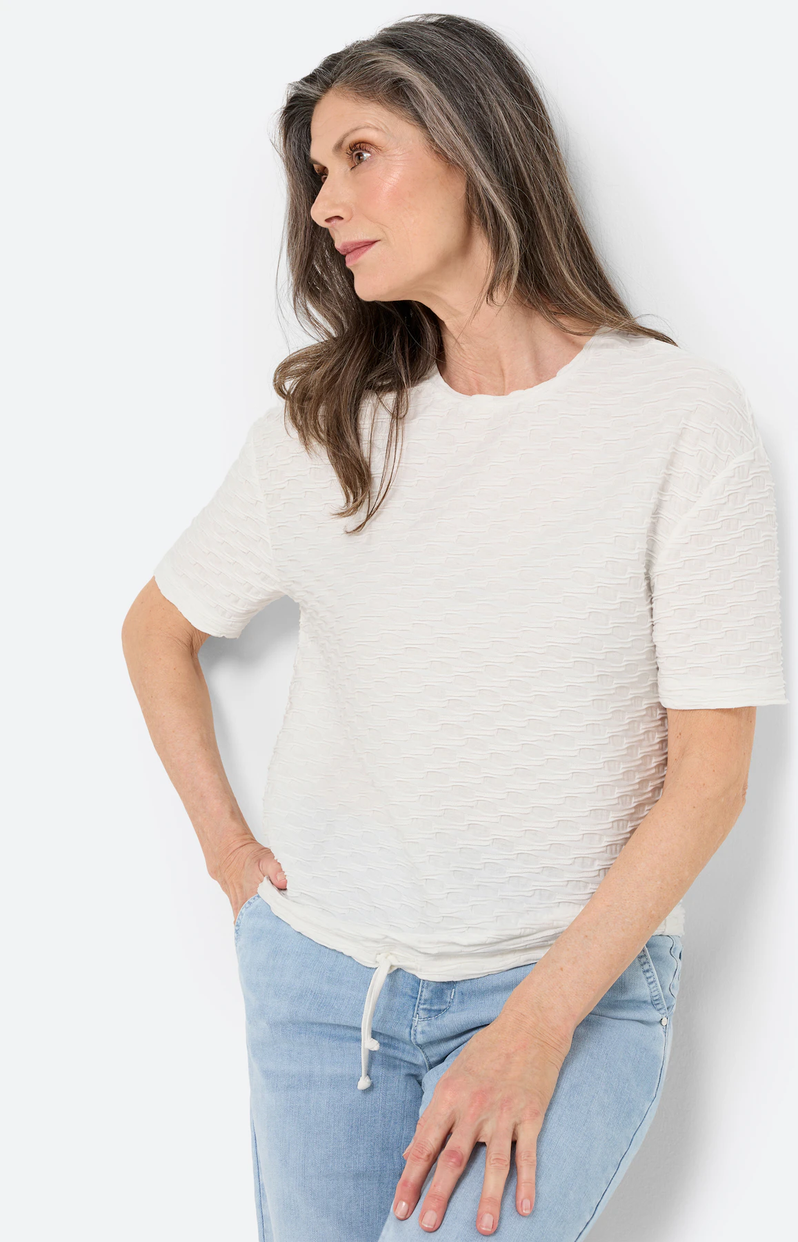 T-shirt met structuur, wit