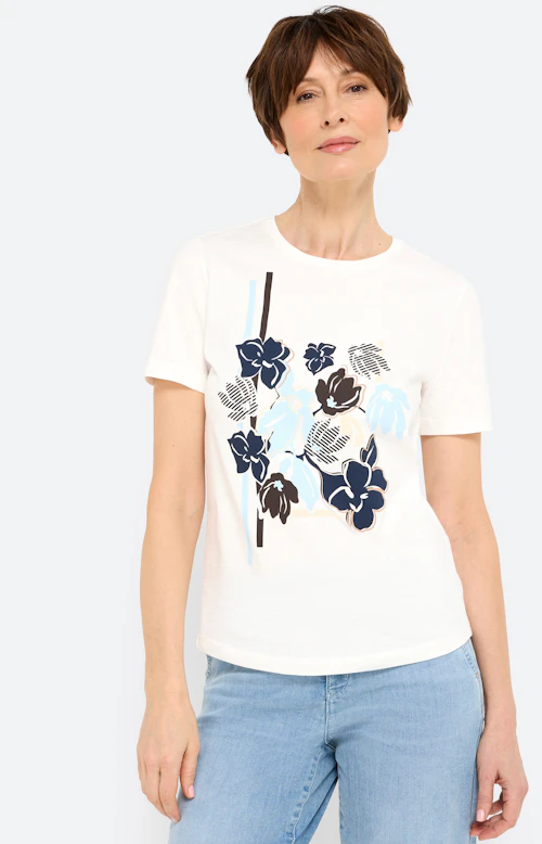 T-shirt met frontprint, wit